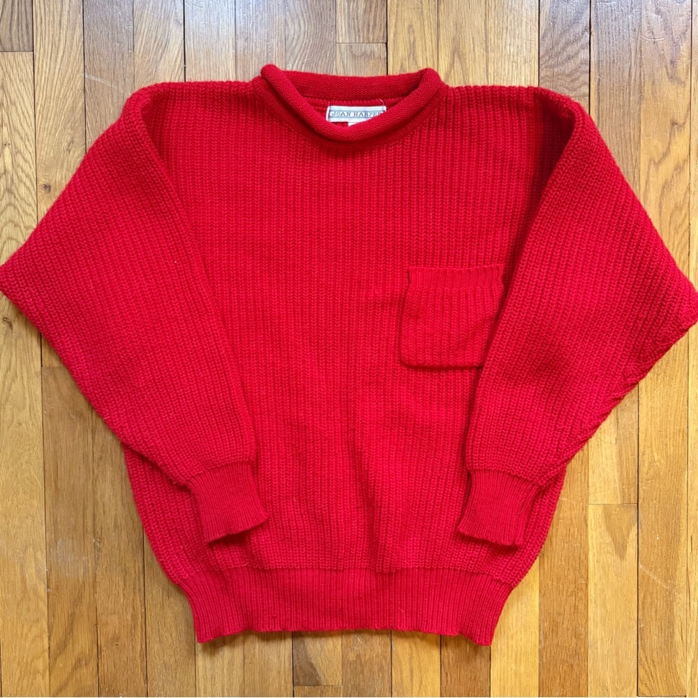 Vintage Joan Harper Chunky Ribbed Roll-neck Pocket Sweater